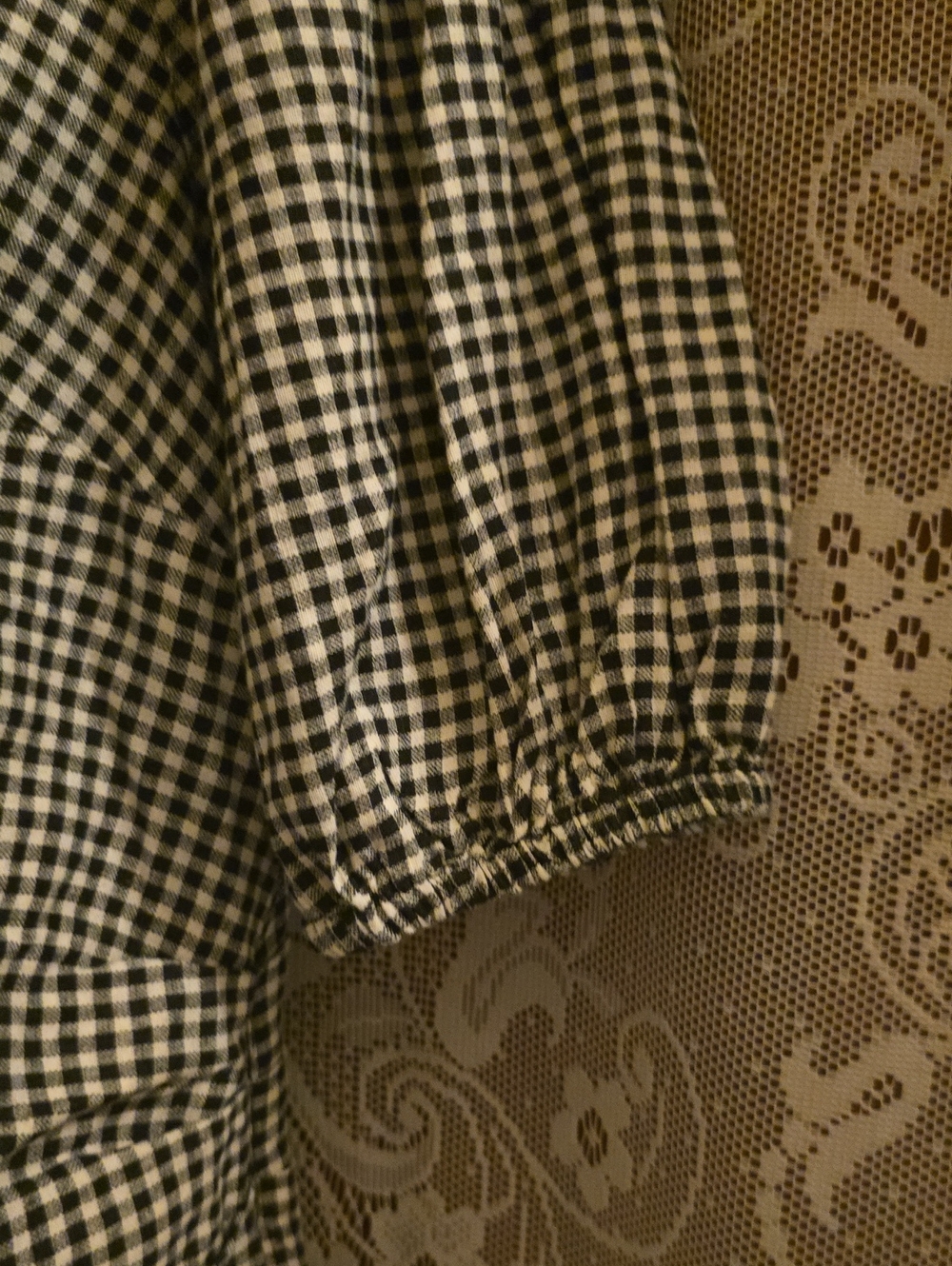 New A New Day Women's 4 Black White Gingham Check Puff-Sleeve Square-Neck Dress - Picture 3 of 9